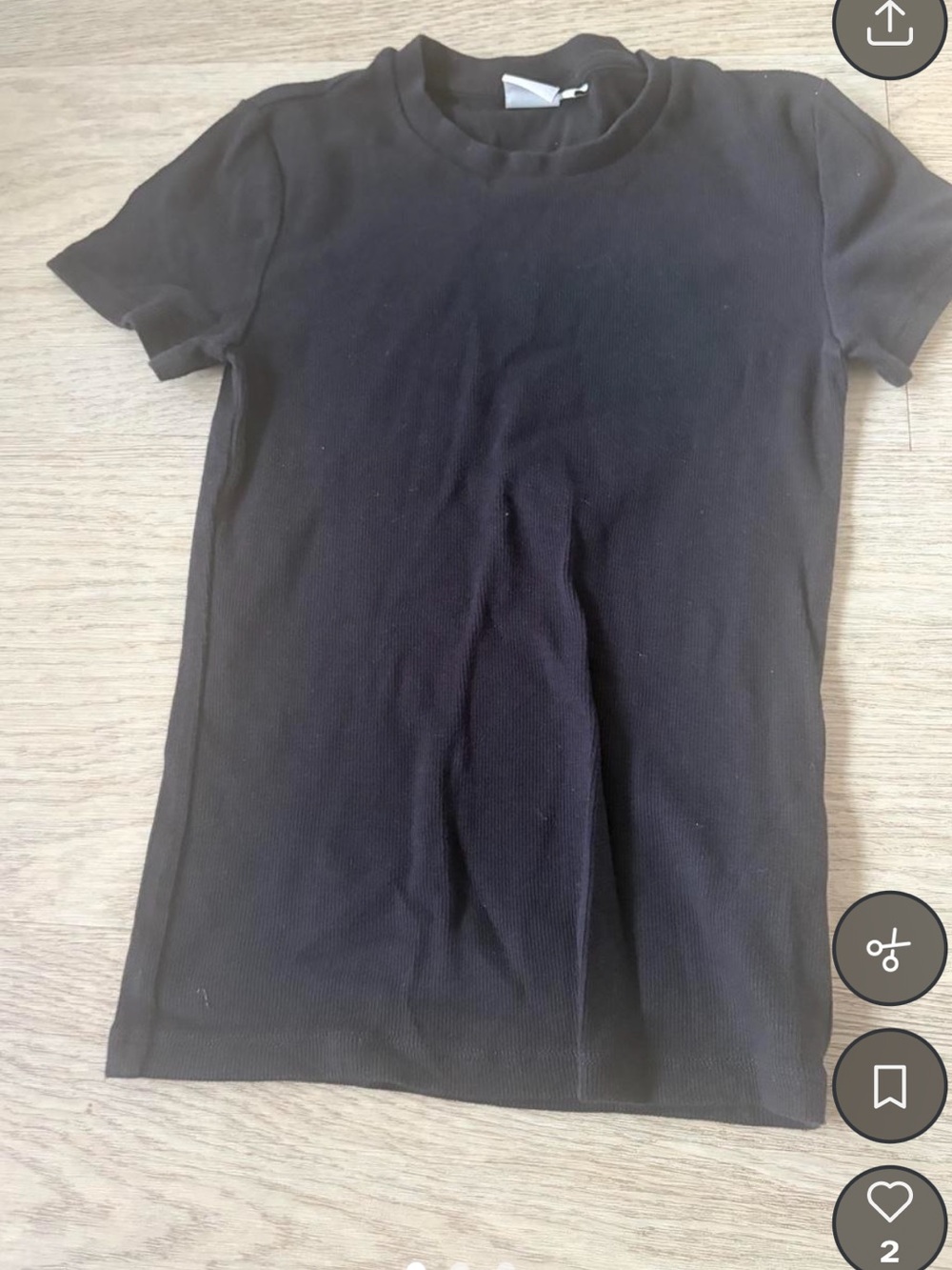 ARITZIA | Black Cotton Ribbed Fitted Short Sleeve Tee Sz XS